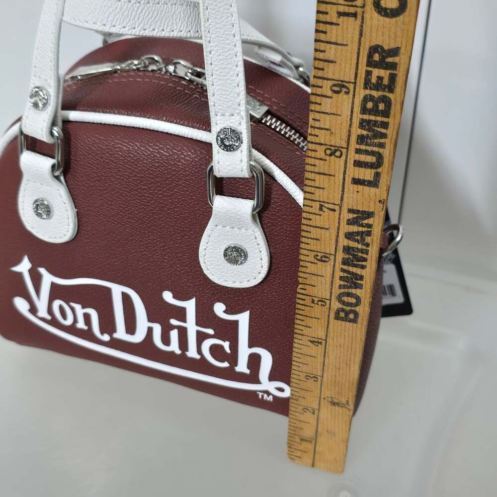 Von Dutch Brown & White Two-Tone Bowling Bag with Wings Design - Picture 7 of 10